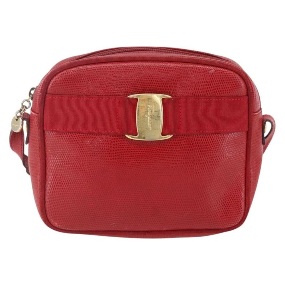 Salvatore Ferragamo Vara Bow Camera Leather Red Leather Shoulder Bag Bag